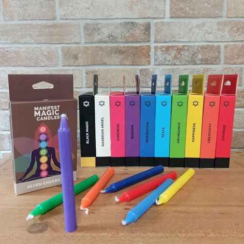 ZESTAW 7 MAGICZNYCH ŚWIEC RYTUALNYCH MANIFEST MAGIC CANDLES SIEDEM CZAKR na Arena.pl