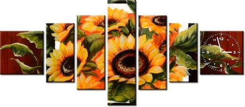 70CM 160CM ZEGAR 7 ELEME BUJNE SŁONECZNIKI DRUK OBRAZ na Arena.pl