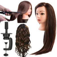 Główka Fryzjerska Treningowa Statyw włos długi gęsty naturalny z mocowaniem