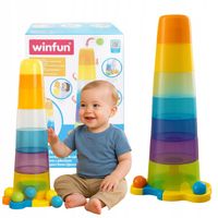 SMILY PLAY Wieża z Piłeczkami Piramidka Sensoryczna Sorter Dla Dzieci 65 cm