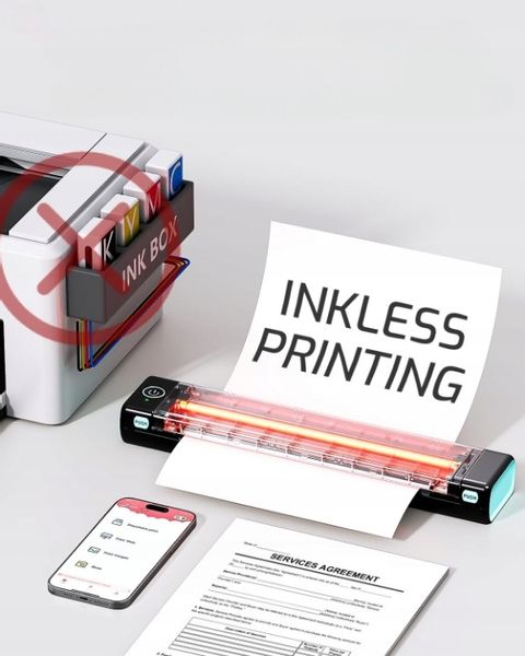 Przenośna termiczna drukarka Phomemo M08F bluetooth do dokumentów A4 tatuaż zdjęcie 10