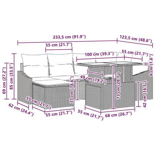 Zestaw Sof na Ogród z poduszką 7 pcs Szary na Arena.pl