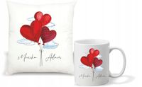 Zestaw foto PODUSZKA FOTO KUBEK PREZENT na Walentynki z napisem dedykacją