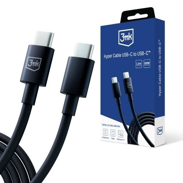 3MK Hyper Cable USB-C - USB-C 100W 1.2m Czarny/Black Kabel zdjęcie 1