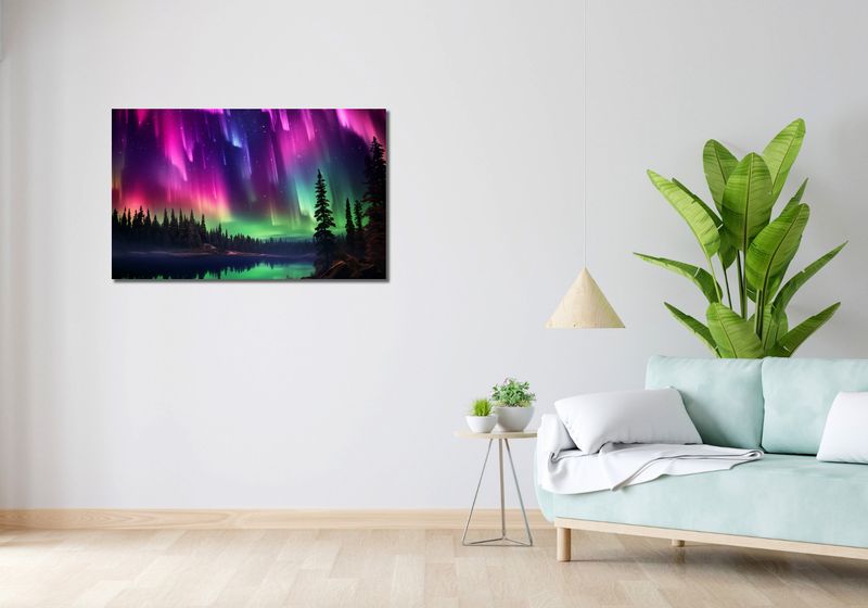 Obraz 100x60cm Zorza Nad Lasem zdjęcie 2