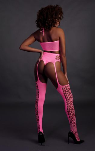two piece with crop top and stockings   pink   xs/xl na Arena.pl