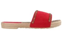 Czerwone klapki damskie z cyrkoniami buty 37