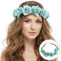 wianek, opaska do włosów z kwiatów, delikatny wianuszek boho w45tur