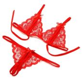 Otwarty Stanik ze Stringami, Sex Komplet Bielizna S/M (106) Czerwony