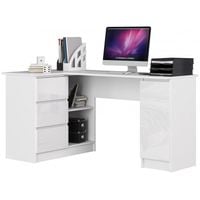 Biurko narożne, biurowe, lewe, SOREN Plus, 155x85x77, biel | TYLETEGOTU