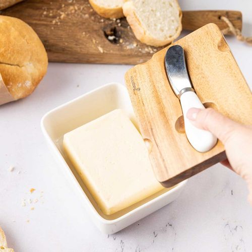 maselniczka porcelanowa z nożykiem klausberg kb-7785 biała na Arena.pl