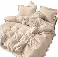 Pościel z falbanką 200x220 +poszewki bawełniana modna premium zestaw