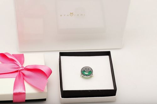 Srebrny pierścionek PDM6146A - Agat na Arena.pl