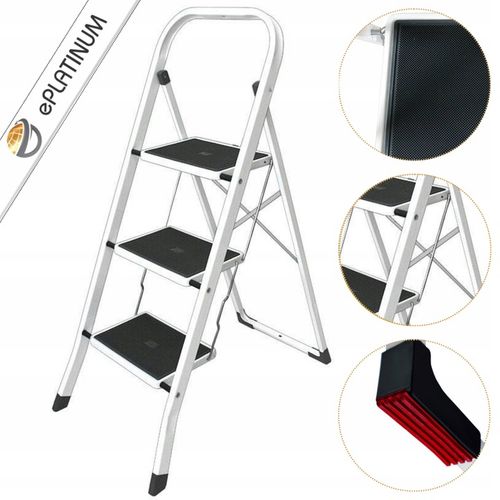 DRABINA SKŁADANA BIAŁA WĄSKA 3STOPNIOWA 150kg ATEST CERTYFIKAT EU ePlatinum na Arena.pl