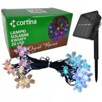 LAMPKI KWIATY GIRLANDA ZESTAW LAMPEK 20 LED SOLARNE MULTI KOLOROWE OGRÓD