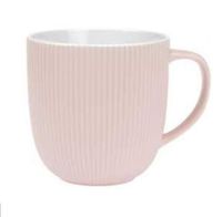 Kubek porcelanowy New Bone Olympia 340 ml pudrowy róż mat prążki