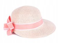 Kapelusz Słomkowy dla Dziewczynki na Lato Plażowy Regulowany Różowy 54
