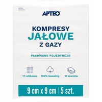 Kompresy jałowe 9 x 9 cm apteo 5 sztuk- 10op