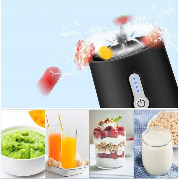 Blender do Koktajli 450ml z 6 Nierdzewnymi Żmijkami i 2000mAh Baterią zdjęcie 11