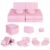 Duża Składana Sofa Modułowa dla Dzieci 8 Miękkich Poduch Różowa