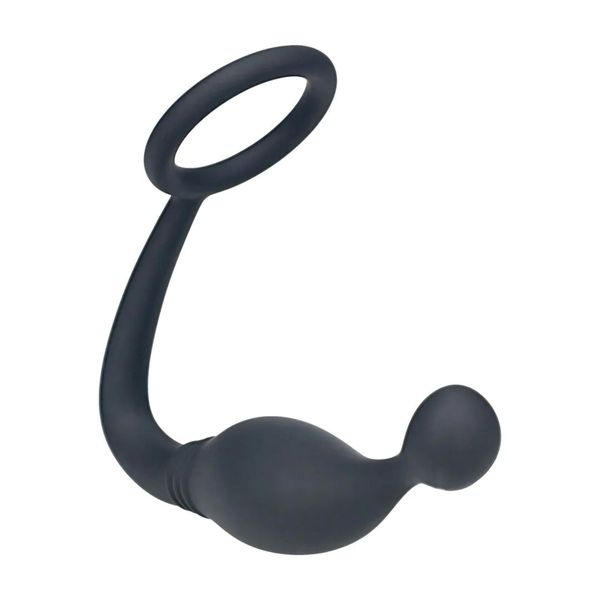 Silicone Cockring With Prostate Stimulator - L - Black zdjęcie 4