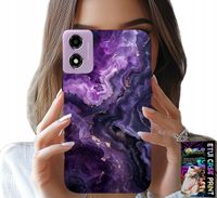 ETUI DO MOTOROLA MOTO E14 - FIOLETOWY MARMUREK MODNE KOBIECE + SZKŁO