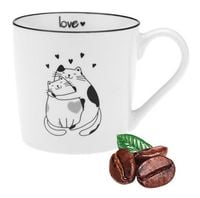 Kubek porcelanowy 390 ml czarno-biały słodkie wesołe kotki napis love wz. 2