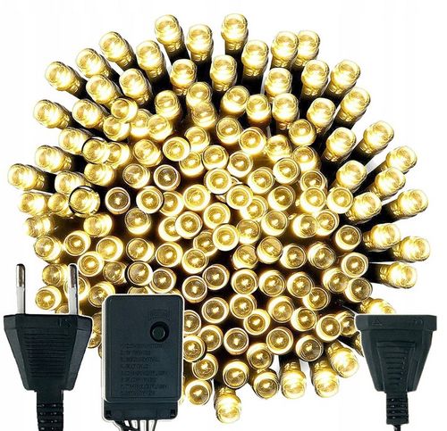 MOCNE LAMPKI CHOINKOWE 1000 LED BIAŁE CIEPŁE ZEWNĘTRZNE WEWNĘTRZNE PROGRAMY na Arena.pl