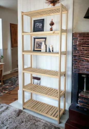 Regał drewniany z litej sosny, 6 półek, 213×80×33 cm na Arena.pl