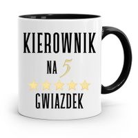 Kubek Czarny Dla Kierownika Na 5 Gwiazdek Z Nadrukiem Ze Zdjęciem