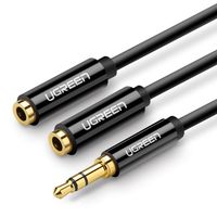 rozdzielacz kabla słuchawkowego 2x aux 3.5mm mini jack 25cm czarny