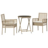 Zestaw Bistro Ogrodowego 3 pcs Beżowy Polirattan