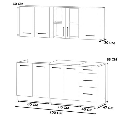 Meble Kuchenne Szare Z Drewnem Kuchnia Rest 2.0m Nowoczesna Dąb Wotan na Arena.pl
