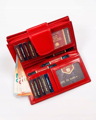 pojemny, skórzany portfel damski na zatrzask - peterson na Arena.pl