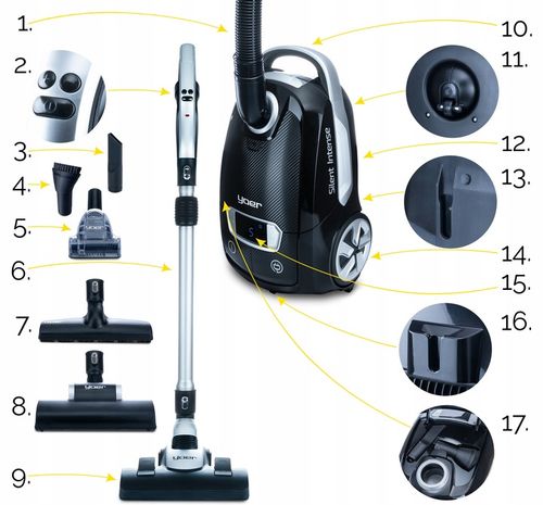 Odkurzacz workowy Cichy Yoer HEPA +6 szczotek INTELIGENTNY +PILOT na Arena.pl
