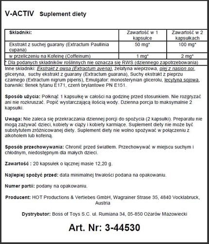supl.diety v activ caps for men  20caps na Arena.pl