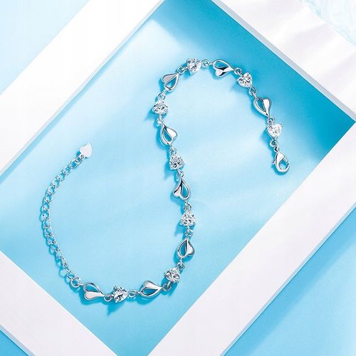 Bransoletka Damska SREBRNA Serce SREBRO 925 Łańcuszek Na Prezent Cyrkonia na Arena.pl