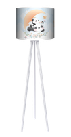 Lampa podłogowa - stojąca trójnóg drewniana duża - Cute Panda (niebieska)