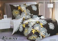 Pościel bawełniana 160x200cm CZARNA W KWIATY