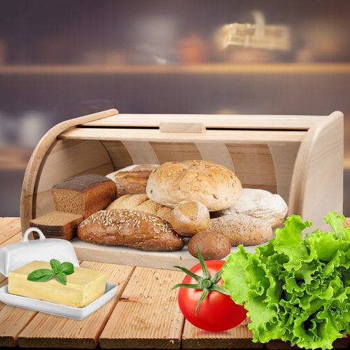 CHLEBAK POJEMNIK NA PIECZYWO DREWNIANY JEDNOCZĘŚCIOWY NATURALNY DUŻY 40x27 na Arena.pl