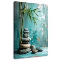 Obraz do salonu sypialni, Kamienie zen spa liście na turkusowym