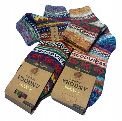 4x ZIMOWE CIEPŁE SKARPETY WEŁNIANE ANGORA PREZENT świąteczne POD CHOINKE na Arena.pl