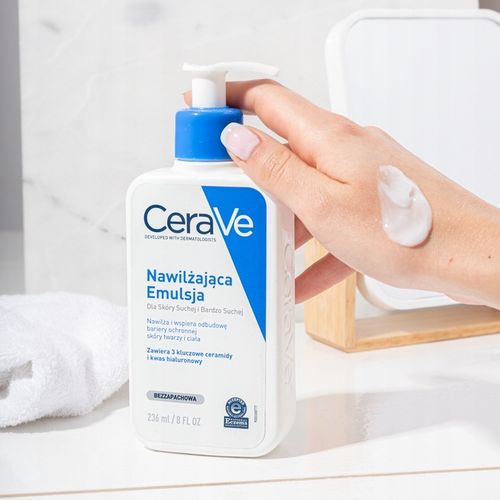 CeraVe 236 ml Nawilżająca Emulsja do Twarzy i Ciała Skóra Sucha na Arena.pl