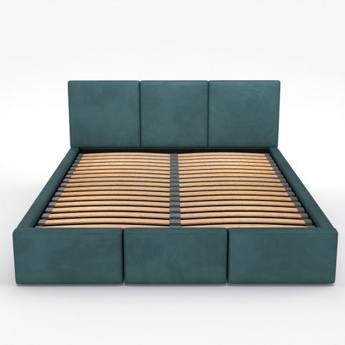 ŁÓŻKO TAPICEROWANE 140x200 ŁÓŻKO PODWÓJNE Z POJEMNIKIEM TURKUSOWE na Arena.pl