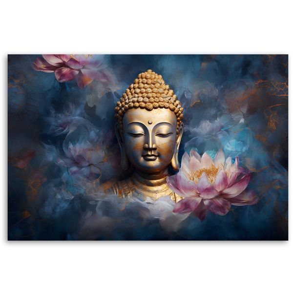 Emaga Obraz na płótnie, Budda i kwiaty zen - 60x40 zdjęcie 3