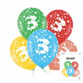ZESTAW KOLOROWYCH BALONÓW Z CYFRĄ 3 NA IMPREZE URODZINOWĄ PRZYJĘCIE