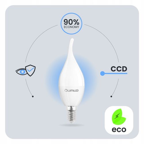 6x Żarówka LED E14 PŁOMYK 8W = 60W 3000K Ciepła Biała Świeca CCD NIE na Arena.pl