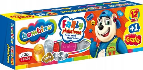 BAMBINO FARBY PLAKATOWE 12 KOL + 1 GRATIS 20 ML na Arena.pl
