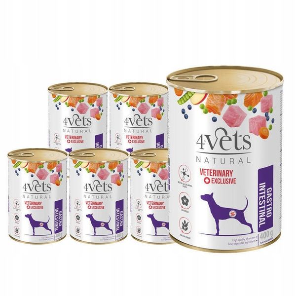 4Vets dla psów Gastro Intestinal 6x400g zdjęcie 1