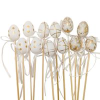 Jajka wielkanocne pik 12 szt biało złoty wzór